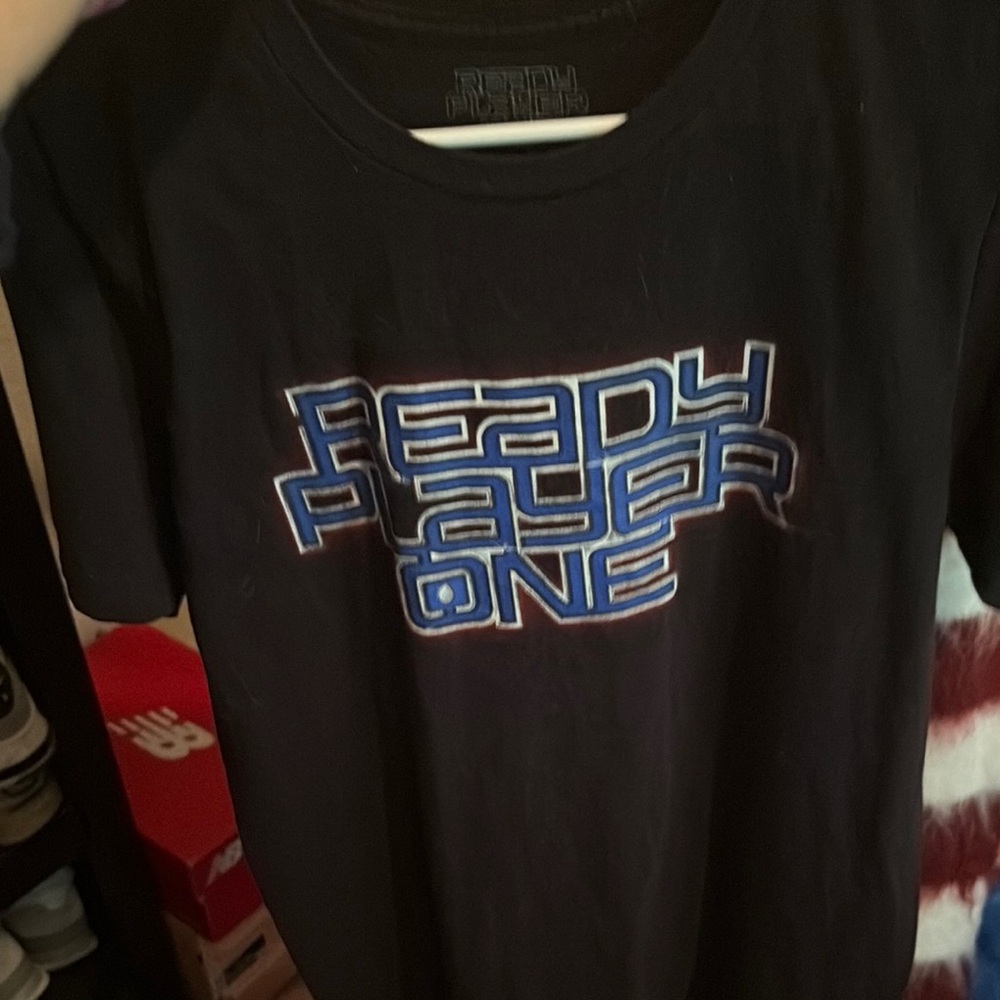 Black Graphic Short Sleeve T-Shirt with Blue Design